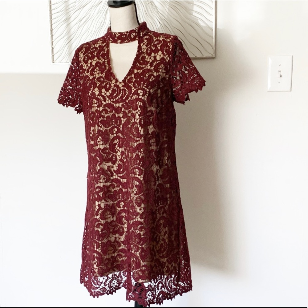 Blu Pepper Maroon Dress with Nude Lining!